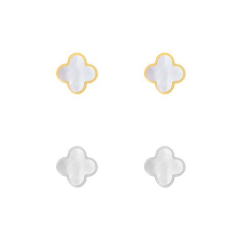 Gold Mother of Pearl Clover Earrings - Cracker Barrel