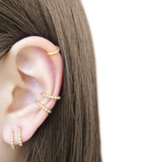 KIKICHIC Round Beaded Ear Cuff Adjustable Sterling Silver. Beaded 18k Gold No Piercing Necessary Earrings, Comfortable Ear Cuff Slip over the Ear. Rose Gold Circles Ear Cuff Earrings. Minimalist Ear Cuff.