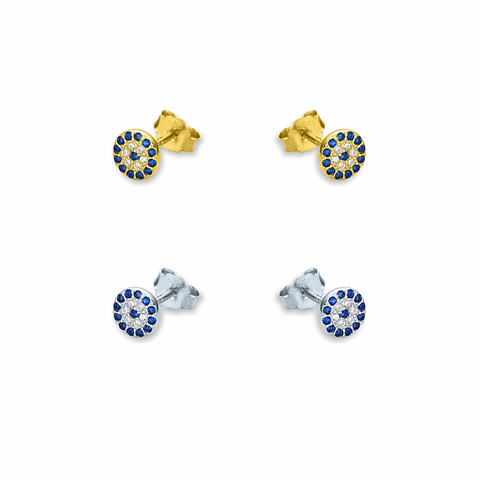 KIKICHIC NYC Round Tiny CZ Diamond Evil Eye Blue Eyes Stud