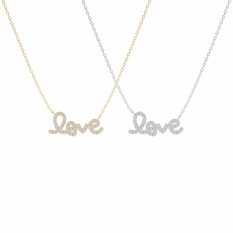Buy CZ Diamond Pave Love Necklace, Gold Love Script Necklace, CZ Script  Love Necklace, Dainty Love Necklace Online in India - Etsy