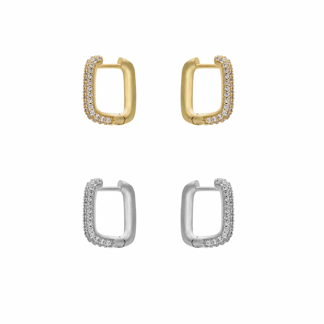 りっちくん 　Mini stone hoop KIKICHIC | NYC | 14k Gold Filled CZ Diamond Small Rectangle