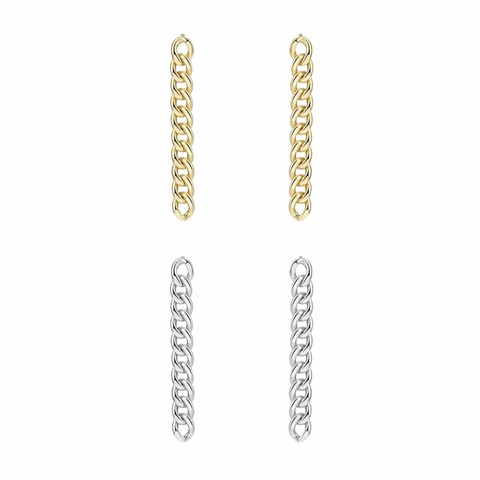 KIKICHIC Simple Diamond Curb Chain Stud Earrings, Gold CubanCurb Chain Stud Earrings, cuban Chain Wrap Stud Earrings, Chain Stud Earrings Baguette, Gold Cuban chain Stud Earrings.