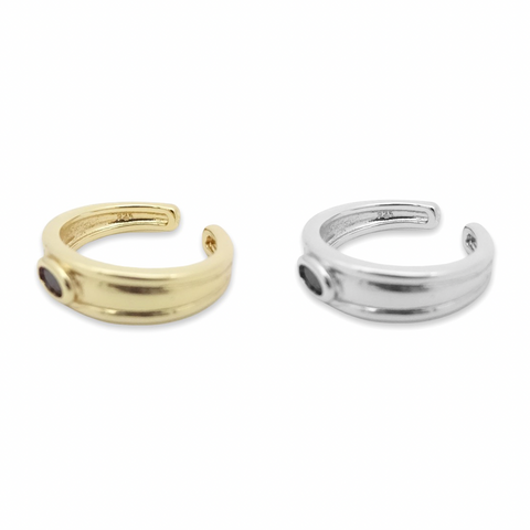 KIKICHIC CZ Diamond Black stackable Rings Sterling Silver (925), Modern 18k Gold Black Onyx Ring Adjustable, Black Stone Open Ring, Minimal Onyx Black Adjustable Ring Sterling Silver (925), Crystal Black Open Ring.