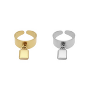 KIKICHIC Lock Charm Ring Stainless Steel, Dangling Lock Design Open Ring 18k Gold, Stackable Lock Ring Gold, Simple Adjustable Open Padlock Band Ring Silver, Modern Lock Ring Stacks.