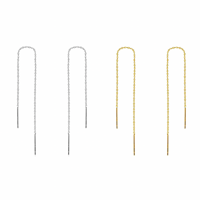 KIKICHIC Gold Threader Chain Earrings, Sterling Threader Earrings, Solid Gold Chain Lon Wrap Around Threader Earrings, Simple Gold Threader Earrings, Silver Chai Threader Dangling Earrings, Box chain Threader Earrings, Long Chain Earrings.