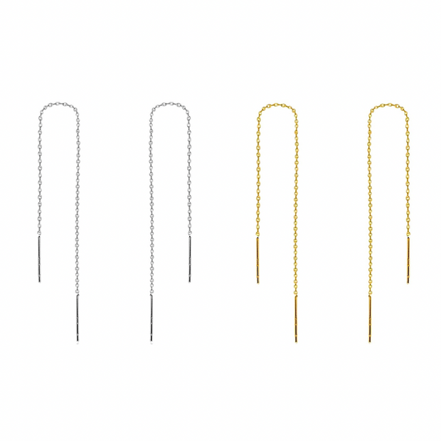 KIKICHIC Gold Threader Chain Earrings, Sterling Threader Earrings, Solid Gold Chain Lon Wrap Around Threader Earrings, Simple Gold Threader Earrings, Silver Chai Threader Dangling Earrings, Box chain Threader Earrings, Long Chain Earrings.