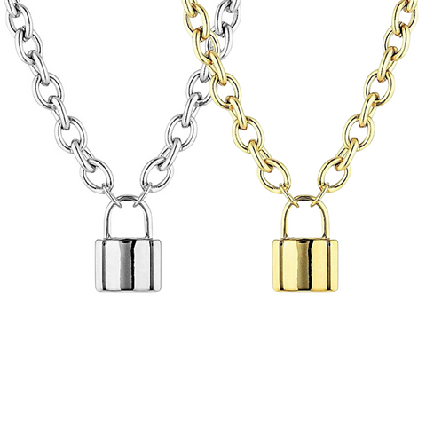 18K Gold Plated Paperclip Chain and Lock Necklace, Padlock Necklace, Gold Lock Necklace, Minimalist Necklace
