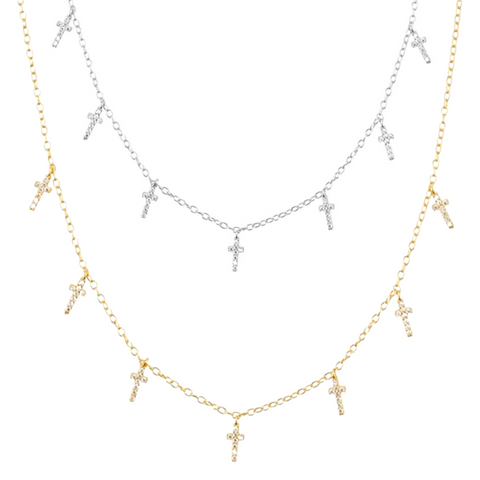 Multi cross necklace choker discount