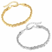 KIKICHIC Twisted Rope Chain Link Bracelet in 14k Gold, Thick Rope Stacking Bracelet Gold Filled, Stainless Steel Chunky Rope Chain Stack Bracelet, Silver Rope Chain Bracelet, Medium Gold Filled Rope Chain Stacking Bracelet, Thick Rope Chain Gold Filled Stack Bracelet, Fine Solid Rope Gold Bracelet.