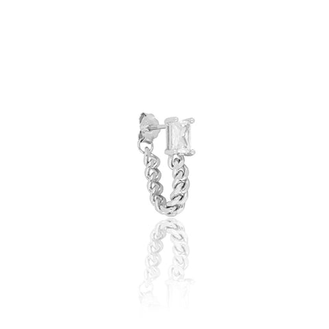 KIKICHIC | NYC | CZ Diamond Cloud Lightning Bolt Chain Stud Earrings Sterling Silver (925) 14K Gold Silver