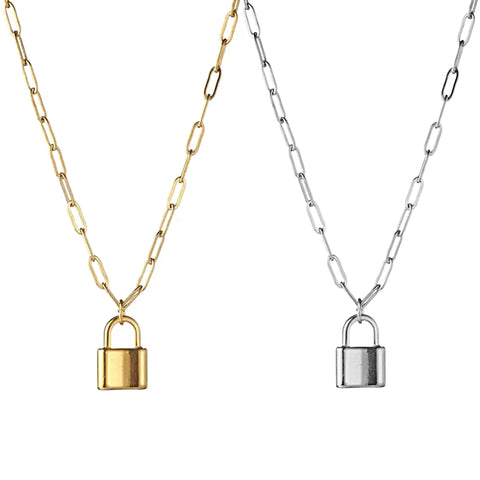 KIKICHIC Minimalist Jewelry NYC Lock Charm Paper Clip Link