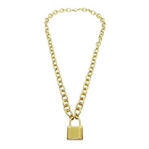 KIKICHIC Silver Padlock Chain Necklace, Gold Padlock Necklace, Modern Lock Necklace, Womenʼs Padlock Necklace Silver, Stainless Steel Padlock Necklace, Chain Padlock Gold Necklace