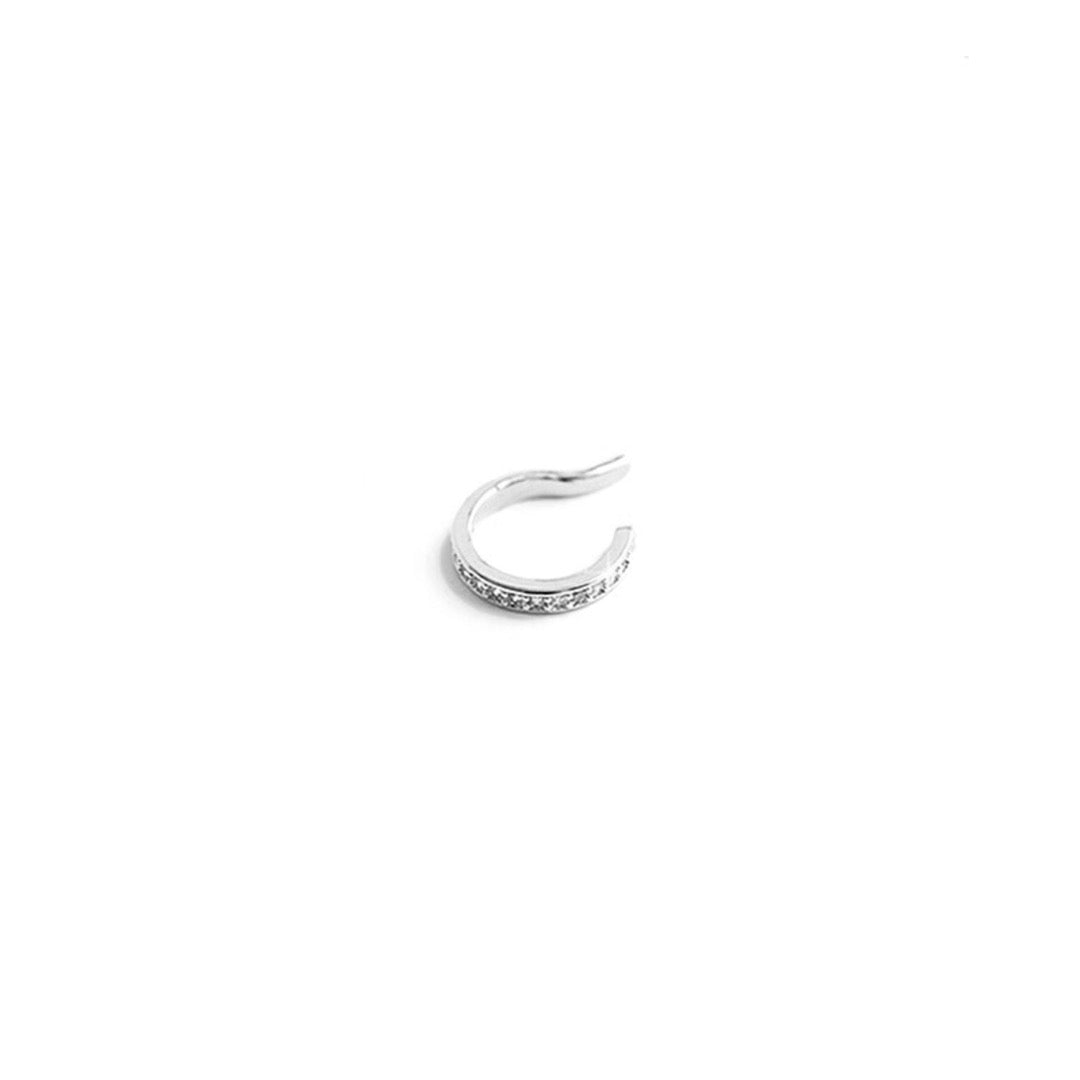 KIKICHIC | NYC | CZ Diamond Ear Cuff Chain Double Handcuff with Tiny Hoops Earrings in Solid Sterling Silver (925) in 14K Gold, White Gold. Gold