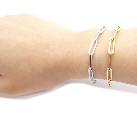KIKICHIC Paper Clip Chain Link Bracelet in 14k Gold, Oval Mini Link Paper Clip Stacking Bracelet Gold Filled, Stainless Steel Thin Paper Clip Link Chain Stack Bracelet, Paper Clip Rectangle Link Chain Bracelet Silver, Medium Paper Clip Link Chain Stacking Silver Bracelet, Paper Clip Flat Link Chain Gold Filled Stack Bracelet, Fine Rectangle Paper Clip 14k Gold Bracelet.