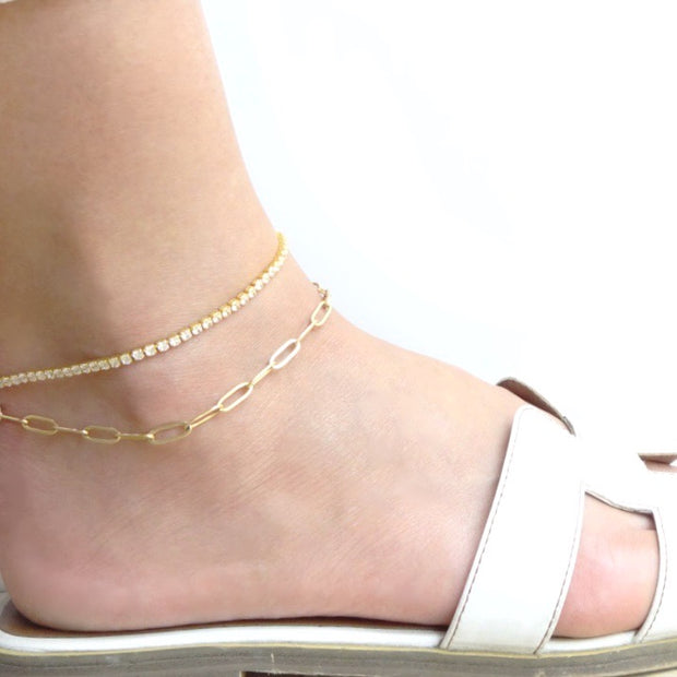 KIKICHIC Paper Clip Chain Link Anklet  in 14k Gold, Oval Mini Link Paper Clip Stacking Anklet Gold Filled, Stainless Steel Thin Paper Clip Link Chain Stack Anklet, Paper Clip Rectangle Link Chain Anklet Silver, Medium Paper Clip Link Chain Stacking Silver Anklet, Paper Clip Flat Link Chain Gold Filled Stack Anklet, Fine Rectangle Paper Clip 14k Gold Anklet Bracelet.