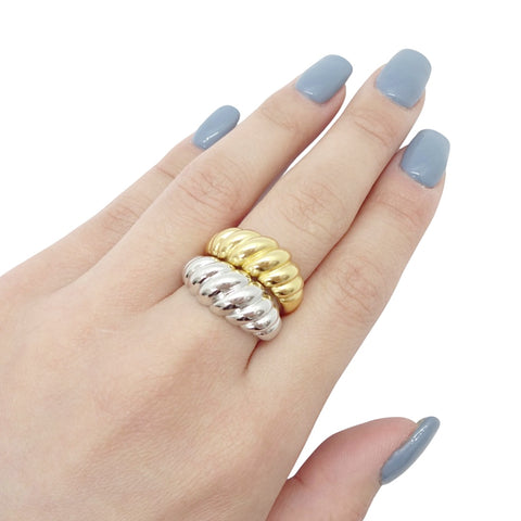 KIKICHIC Simple Croissant Ring Sterling Silver (925), Stack Croissant Design Open Ring 18k Gold, Stackable Thick Croissant Ring Gold, Simple Croissant Minimalist Open Ring Adjustable 18k Gold, Simple Adjustable Open White Gold Dome Croissant Ring Silver, Modern Small Open Dome Twist Ring Stacks, Solid Sterling Solid Statement Gold Croissant Fine Open Rings.