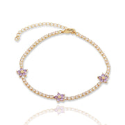 CZ Diamond Color Flower Tennis Bracelet
