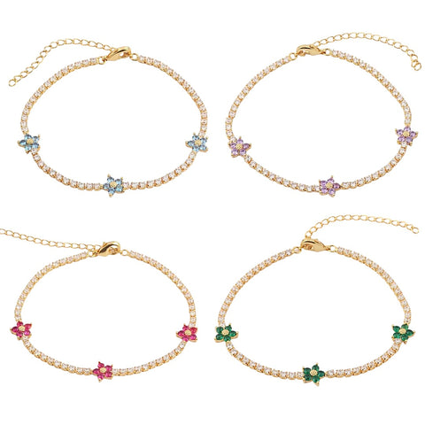 KIKICHIC NYC CZ Diamond Color Flowers Tennis Bracelet Sterling