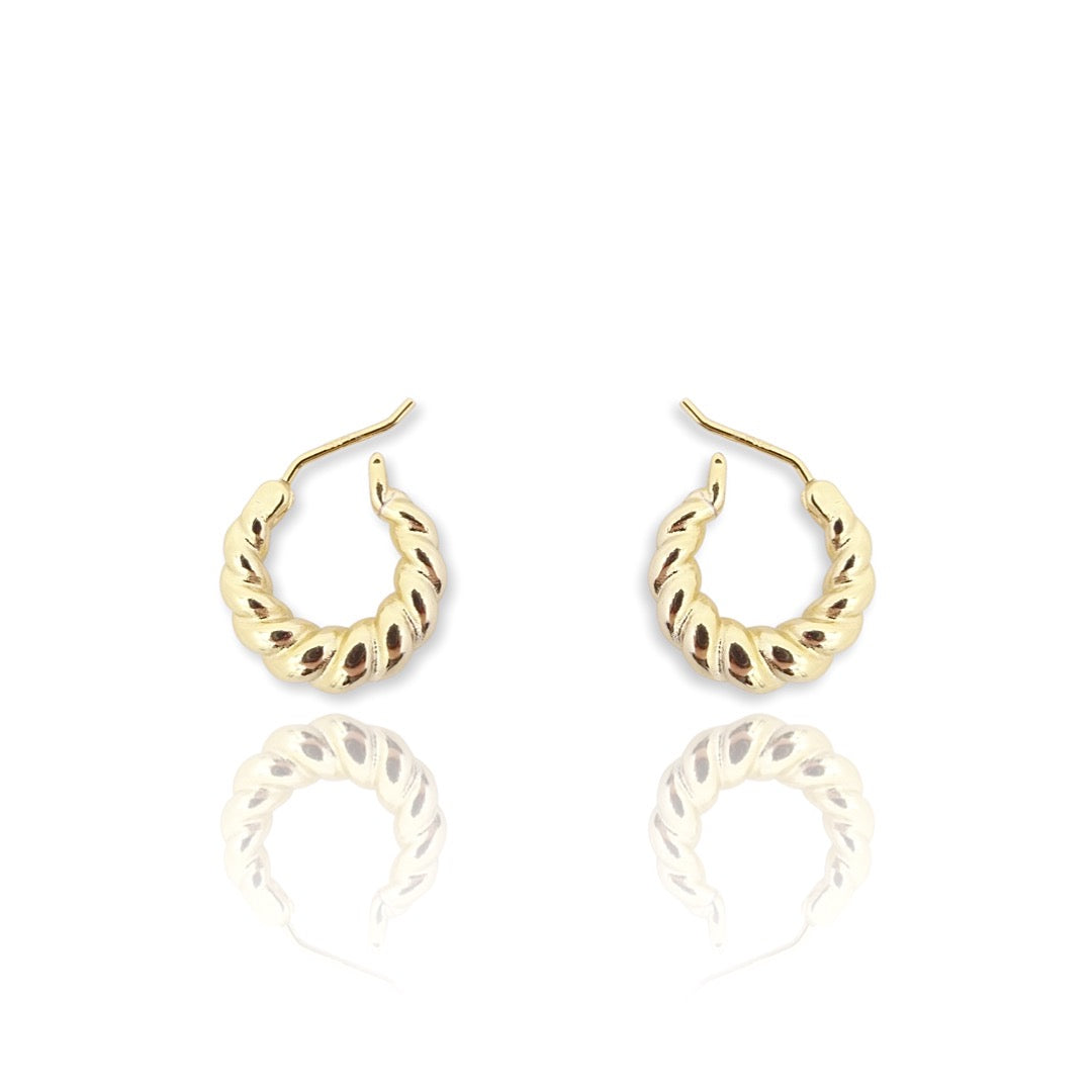 Fine 14K purchases Mini Croissant Hoop Earrings