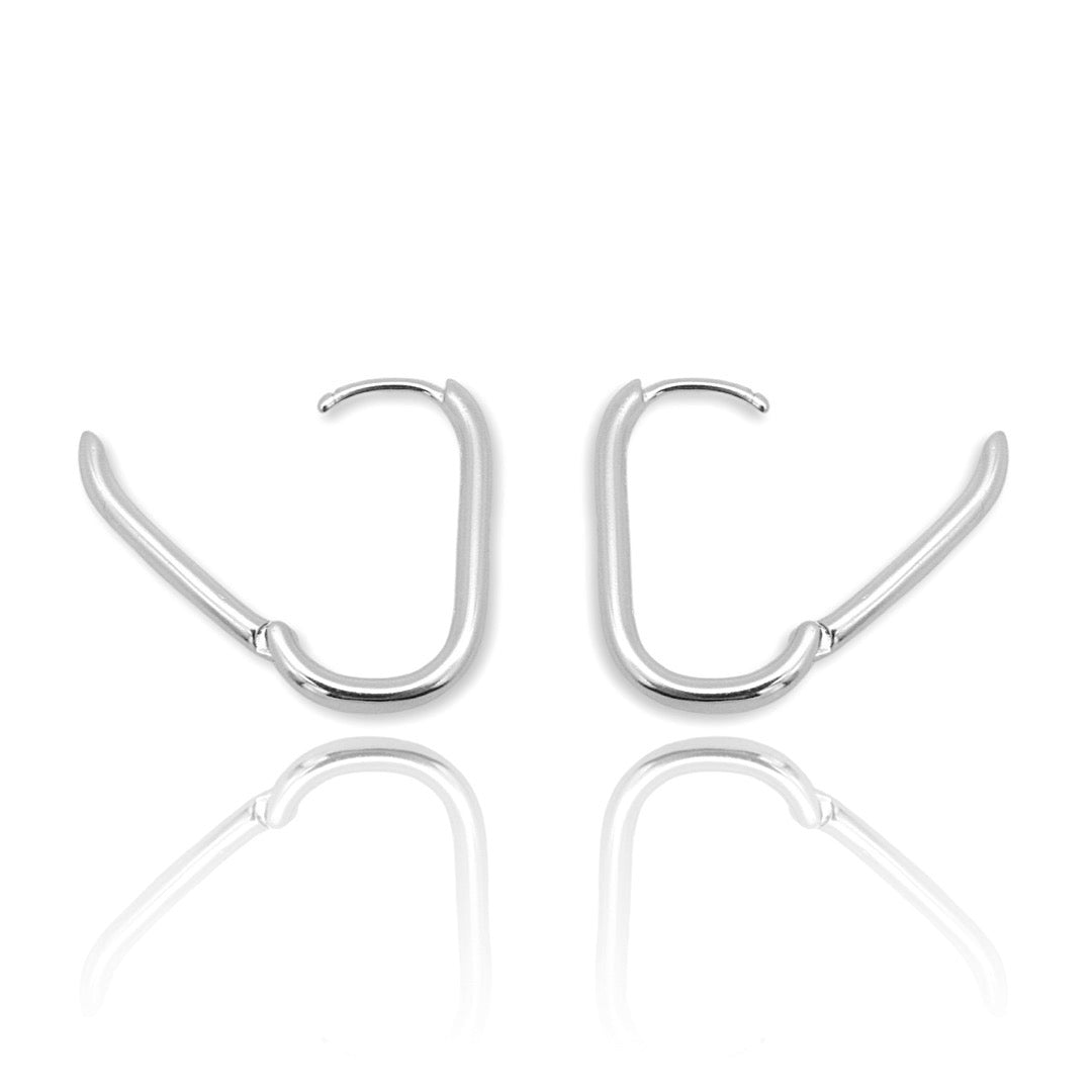 Long Large Rectangle Hoop Earrings in Sterling Silver Long Large Rectangle Hoop Earrings in Sterling Silver