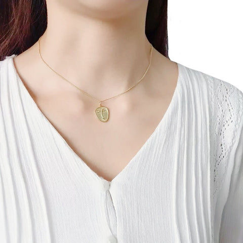 KIKICHIC Face Necklace in Gold, Sterling Silver Abstract Face Necklace, Dainty Face Abstract Necklace 18k Gold, Happy Face Necklace Gold, Picasso Face Necklace in Gold, Unique Face Design Necklace Gold, Tiny Face Necklace
