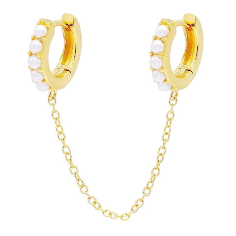 Dainty Handcuff Earrings, Double Piercing, Huggie Hoop Earring, Hoop Chain  Earrings, Double Hoop Earring, Chain Earrings,sterling Silver 925 - Etsy | Chain  earrings, Sterling earrings, Hoop earrings