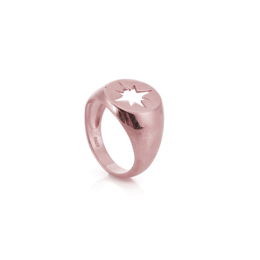 Starburst Monogram Ring in Sterling Silver