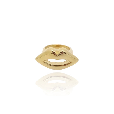 KIKICHIC Golden Kiss Ring, Gold Lips Shape Ring, Waterproof Ring Lips, Sexy Lips Rings, 18k Gold Lips Ring, Minimalist Lips Ring, Kissing Ring Gold, Monogram Kiss Ring, Lips Design Ring, Kiss Design Ring.
