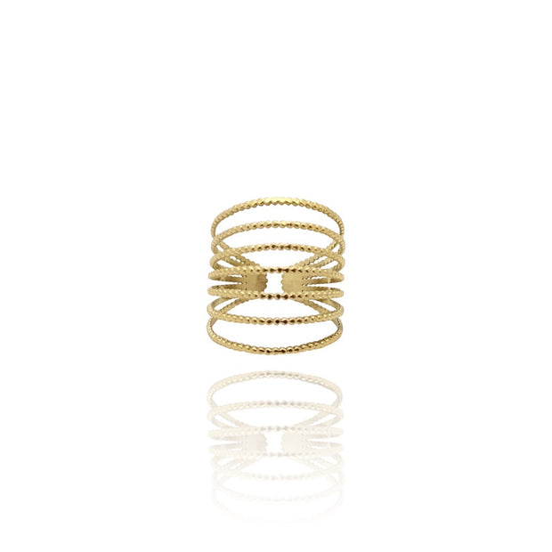 KIKICHIC Seven Band Thin Ring Stainless Steel, Minimalist Open Seven Ring Adjustable 18k Gold, Simple Adjustable Open Waterproof, Modern Open Seven Thin Band Ring Stacks, Anti-Tarnish Gold Seven Open Thin Rings.