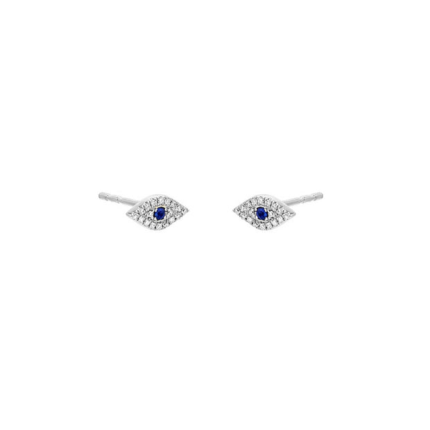 KIKICHIC CZ Diamond Pave Evil Eye Blue Eyes Stud Earrings, Silver Evil Eye Stud Earrings, 18k Gold Diamonds Evil Eye Stud Earrings, Rose Gold Evil Eye Stud Earrings, Sterling Silver Evil Eye Blue Eyes Stud Earrings, Mini Diamond Evil Eye Stud Earrings, White Gold Evil Eye Diamond Stud Earrings