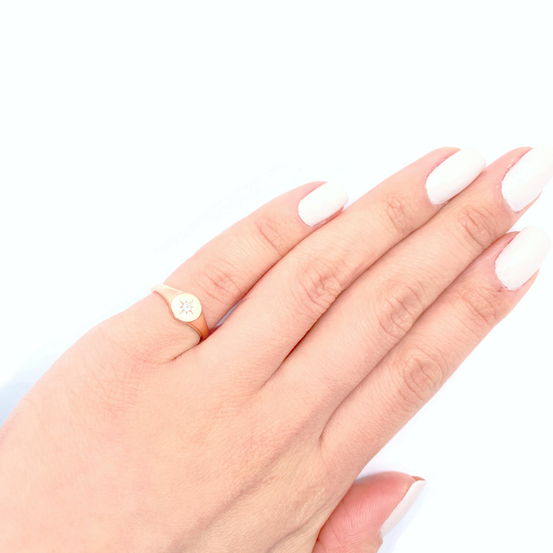 KIKICHIC | NYC | Dainty North Starburst Diamond Pinky Signet