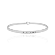 KIKICHIC Delicate Thin Sisters Words Cuff, Thin Sisters Script Cuff Bracelet, Skinny Little Sisters Bracelet, Stacking Best Sisters Bracelet in Sterling Silver, Gold Fill Family Sister Bracelet Cuff, Soul Sisters Engraved Bracelet, Forever Sisters Thin Bangle Gold, Sisters for Life Stamp Bracelet