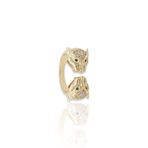 KIKICHIC NYC CZ Pave Diamonds Green Eye Double Panther Ring