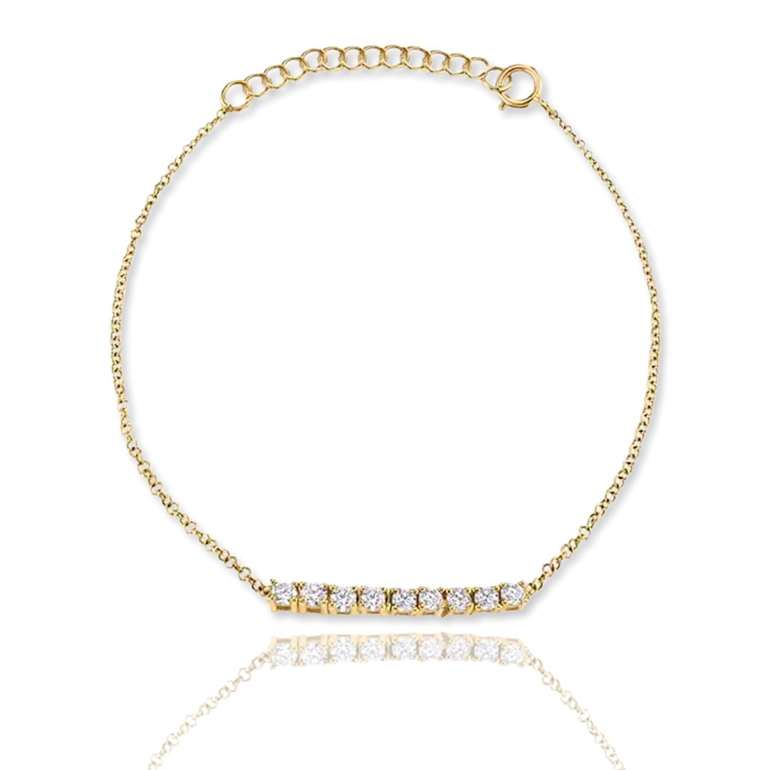 ◆STONEHENgE◆ DAL 14K Bracelet SA24B97T SAG-24B97T-B4RCG17 Birthstone Baguette Bracelet with Diamond Dangles – Shahla