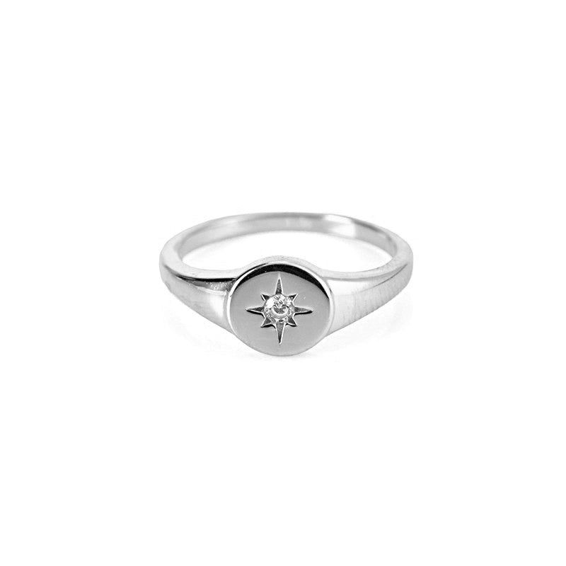 KIKICHIC | NYC | Dainty North Starburst Diamond Pinky Signet Ring