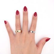 KIKICHIC CZ Diamond Black stackable Rings Sterling Silver (925), Modern 18k Gold Black Onyx Ring Adjustable, Black Stone Open Ring, Minimal Onyx Black Adjustable Ring Sterling Silver (925), Crystal Black Open Ring.