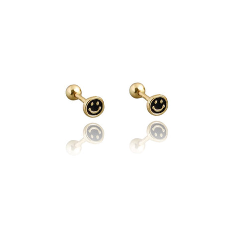 Initial 14K Gold Flat Back Helix Cartilage Stud or Tragus Earring - 14K  Yellow Gold / A