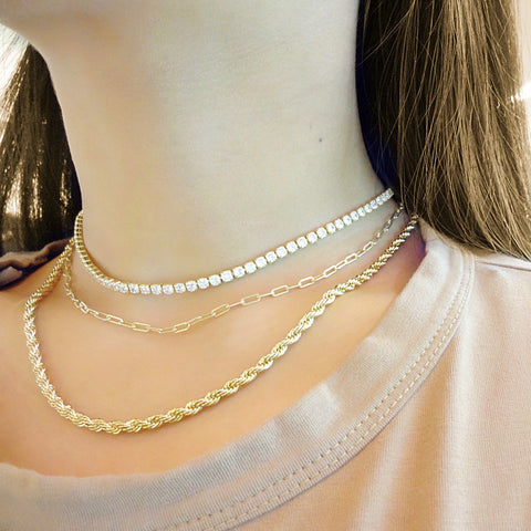 Vintage gold tone multi strand necklace choker rope chain – Loved & Loved  Again