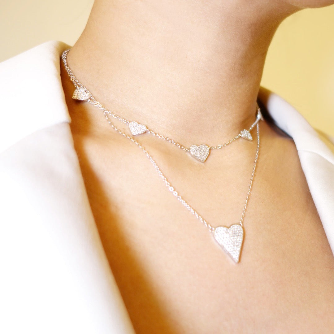 KIKICHIC | NYC | CZ Pave Hearts Multiple Choker Necklace