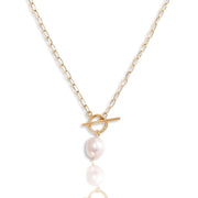 Baroque Pearl Paper Clip Toggle Necklace