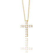 KIKICHIC CZ Cross Stainless Steel Necklace, Medium Cross Necklace, Cross Pendant Necklace, Gold Cross Necklace, Fancy Cross Necklace.
