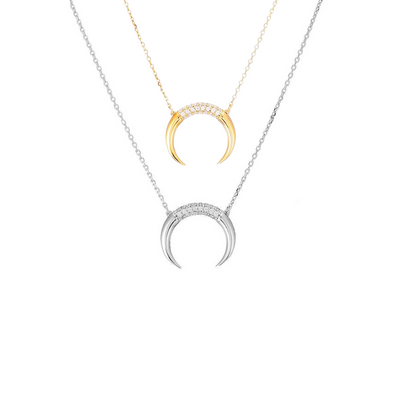 KIKICHIC CZ Pave Double Horn Necklace Sterling Silver, Gold CZ Horn Necklace, Rose Gold CZ Horn Necklace, Dainty Horn Necklace, Minimalist Moon Necklace, Crescent Horn Necklace Silver, Diamond Double Horn Necklace, Small Horn Necklace Rose Gold, Tiny Horn Necklace, 18k Gold Filled Upside Down Moon Necklace.