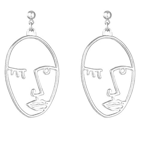 KIKICHIC Silver Women Face Earring Dangling, 18k Gold Abstract Wink Face Hollow Open Earrings, Picasso Face Sisters Earrings, Rose Gold Art Face Wire Earrings. Get ready to shine with these stunning endless minimalist abstract face earrings! They feature impressive and eye-catching high polish shine that really elevate this style. You'll love the sophisticated look of these popular lady face earrings for your next event. 