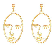 KIKICHIC Silver Women Face Earring Dangling, 18k Gold Abstract Wink Face Hollow Open Earrings, Picasso Face Sisters Earrings, Rose Gold Art Face Wire Earrings. Get ready to shine with these stunning endless minimalist abstract face earrings! They feature impressive and eye-catching high polish shine that really elevate this style. You'll love the sophisticated look of these popular lady face earrings for your next event. 