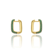 KIKICHIC Gold Filled CZ Green Rectangle Hoop Earrings, Sterling Silver Emerald Pave Small Rectangle Hoop, Lightweight CZ Small Rectangle Hoops, Gold Polished Rectangle Hoop Earrings, Minimalist Modern Small Diamond Rectangle Hoop Earrings, Green Pave diamond small Paper Clip Earrings, Paper Clip Hoop Earrings, Small Diamond CZ Paper Clip Earrings.