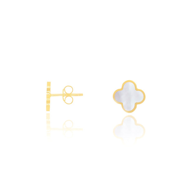 KIKICHIC Clover Cleef Stud Mother of Pearl Earrings, MOP clover Stud Earrings, Silver Pearl Clover Shape Earrings, Gold Clover Stud Earrings, Van Cleef Clover Stud Earrings, Designer Stud Earrings