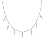 KIKICHIC CZ Lighting Bolt Charms Choker Sterling Silver (925), 18k Gold Thunder Diamonds Choker Adjustable, 18k Gold Dangling Charms Choker. Accentuate your dazzling charisma with this shiny CZ crystal dangling lighting bolt charms choker necklace design. Created to elegantly lay against your neck, its striking star design will draw attention to your neckline and complete your look in a spectacular fashion. Individual stones are carefully hand-set to assure the highest level of quality jewelry. Brilliance a