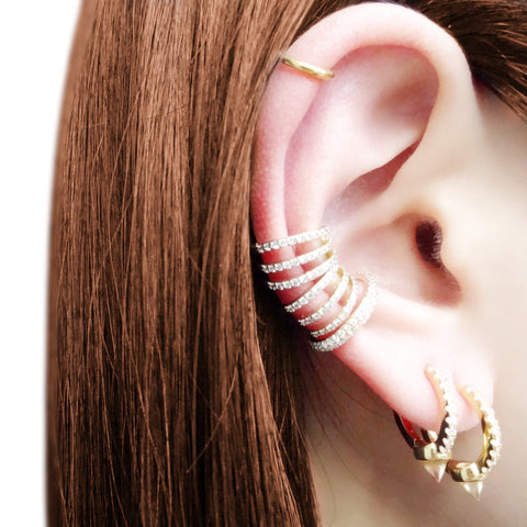 Buy 14k Diamond Huggie Hoop Earrings, Solid Gold Hoop Earrings, Tiny  Diamond Hoop Earrings, 14k Gold Hoops, 2nd Hole 2-A5-A7 Online in India -  Etsy