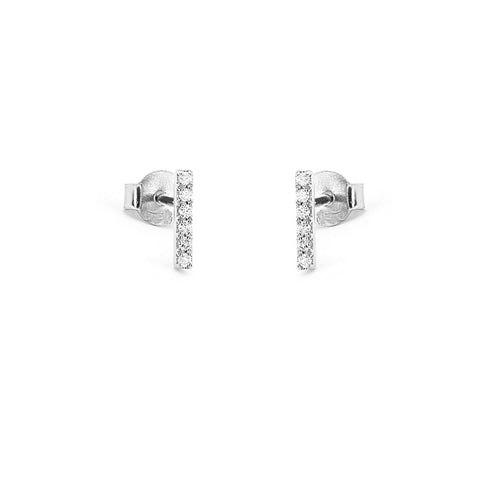 Diamond & Gold Fluted Bar Stud Earring | 14k Gold | EF Collection — EF  Collection®