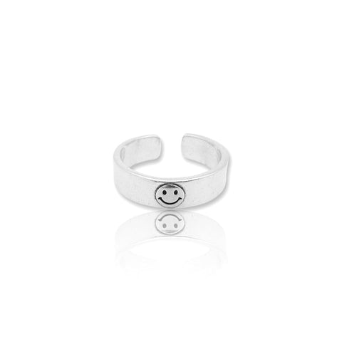 KIKICHIC Smiley Happy Face Ring Sterling Silver, Good Luck Tik tok Happy Face Ring, Friendship Happy Face Ring, Gold Face Ring Thunderbolt Smiley, Stackable Face Ring, Funny Smile Face Ring Sterling Silver, Happiness Good Luck Ring.